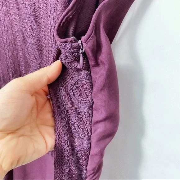 Mossimo Plum Chiffon Lace Sheer Blouse Tank - Picture 3 of 8